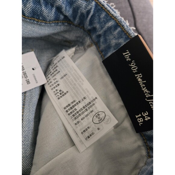 New Abercrombie Fitch Jeans  34/18L  Distressed 90s Relaxed High Rise Curve Love - Picture 12 of 12